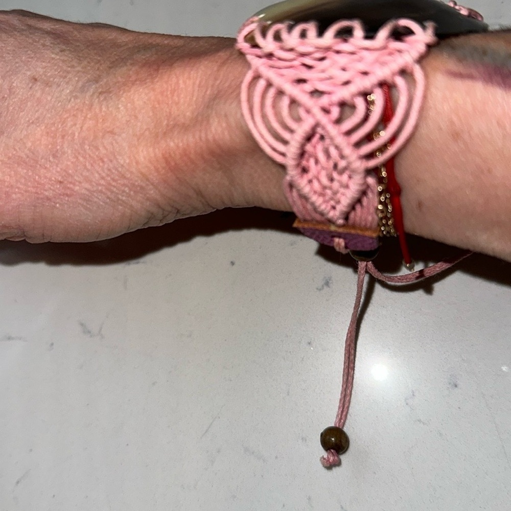 Vibrant Pink and Yellow Statement Bracelet with Coral Design - Picture 2 of 4